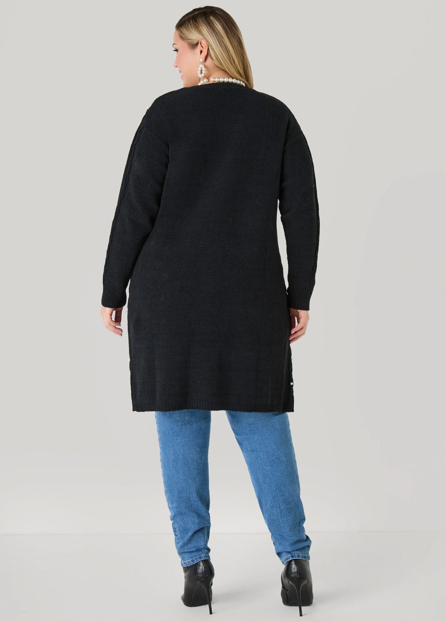 Faux Pearl Chenille Cardigan