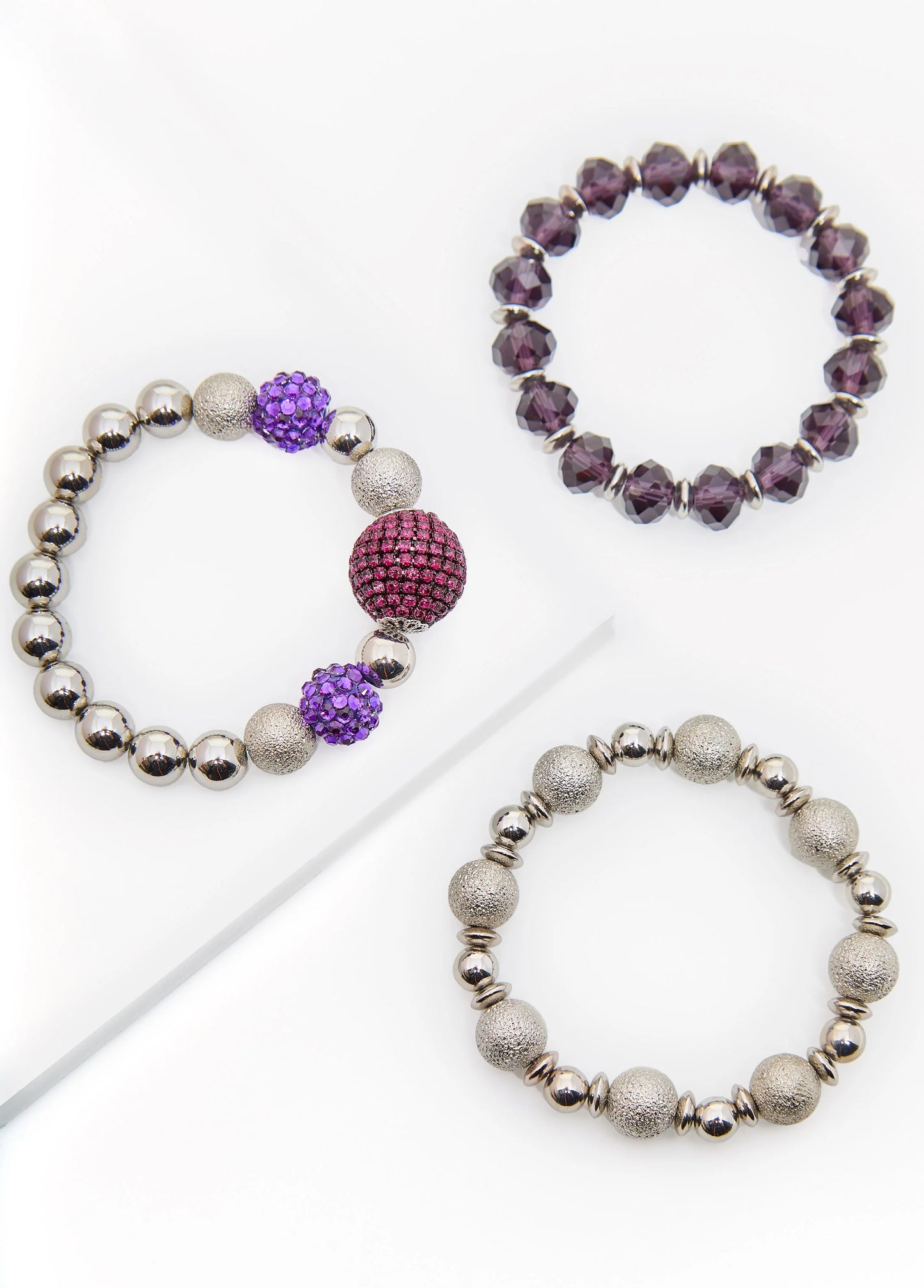 Silver Tone Stretch Bracelet Set