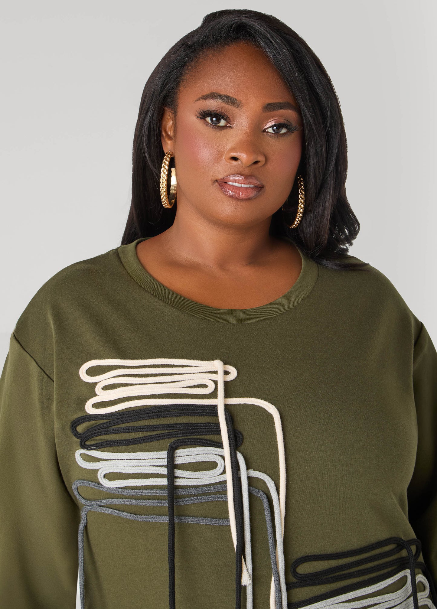 Shoelace Embellished Sweatshirt Dress