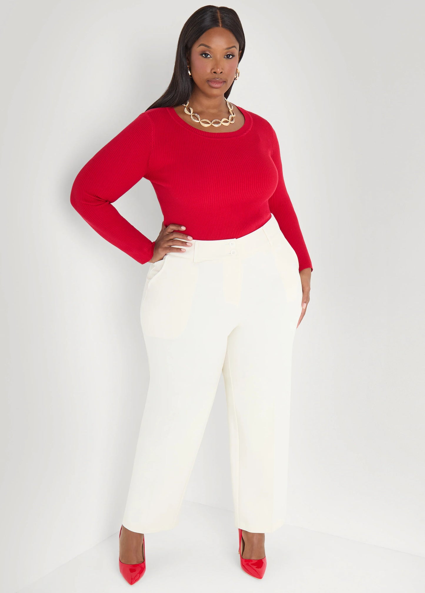 Ribbed Knit Crewneck Sweater