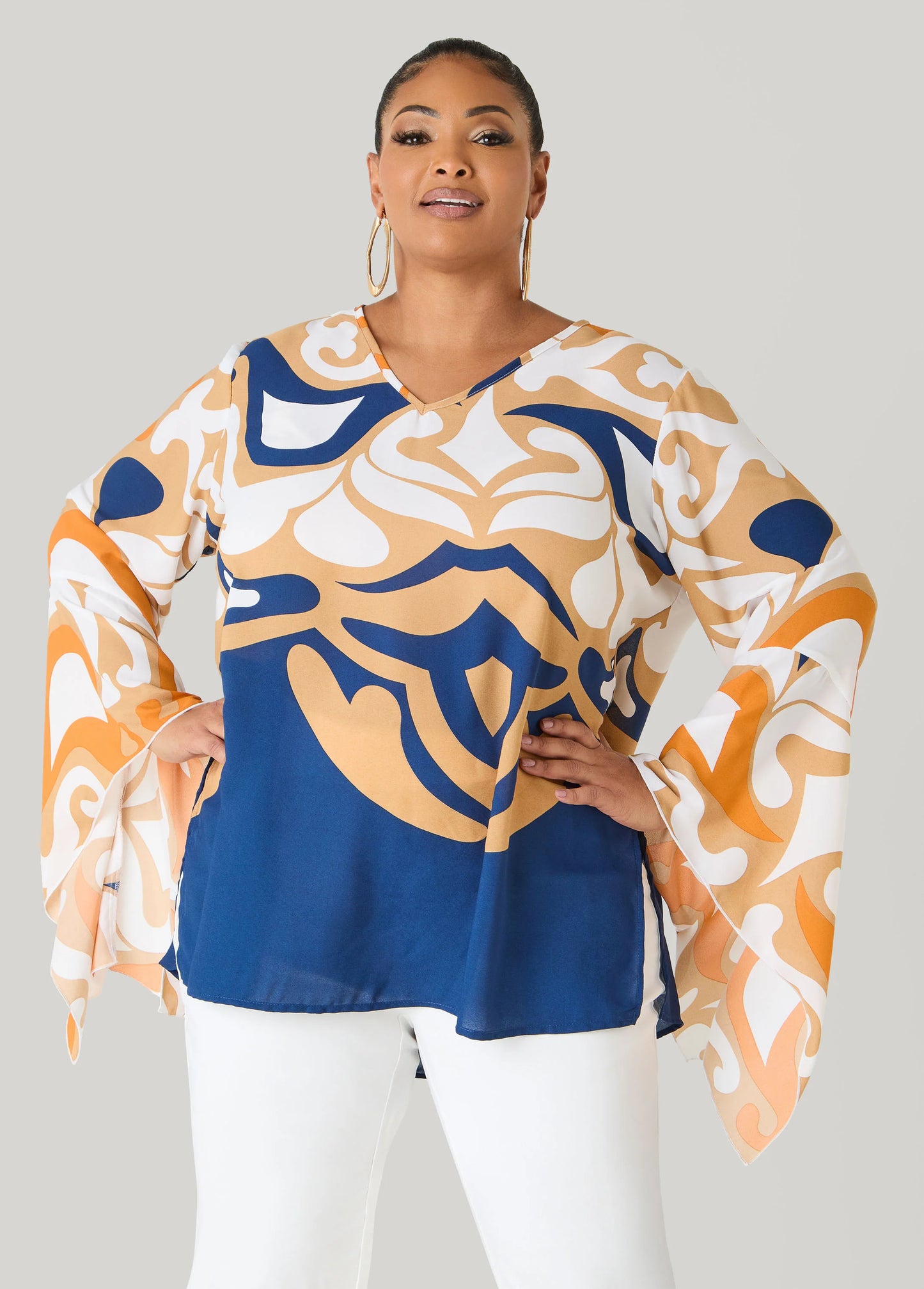 Printed Drama Sleeved Blouse