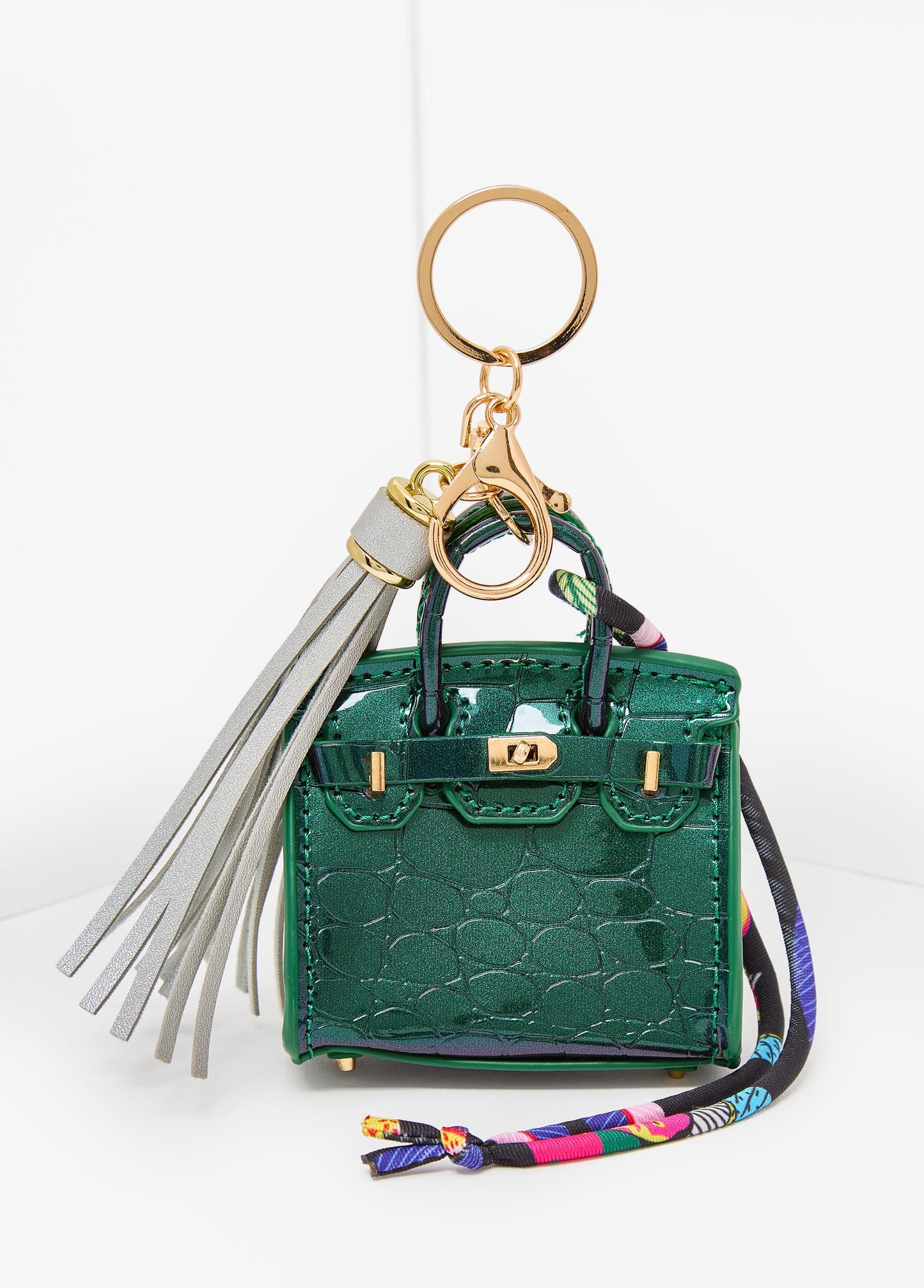 Patent Croc Effect Bag Charm
