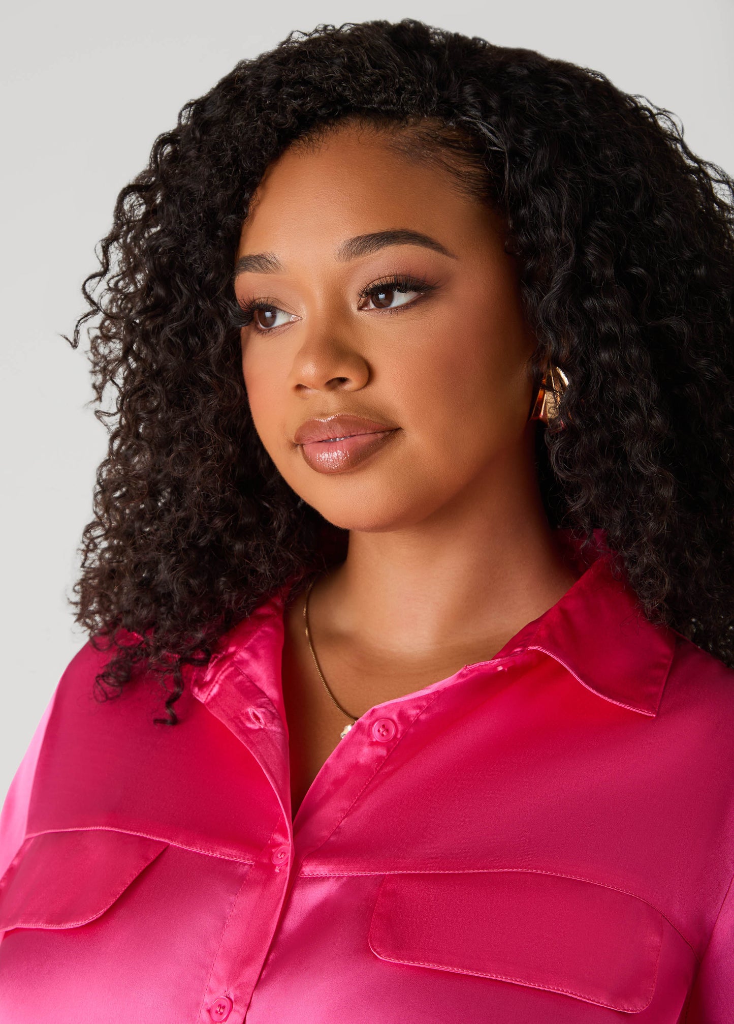 Faux Pocket Satin Shirt
