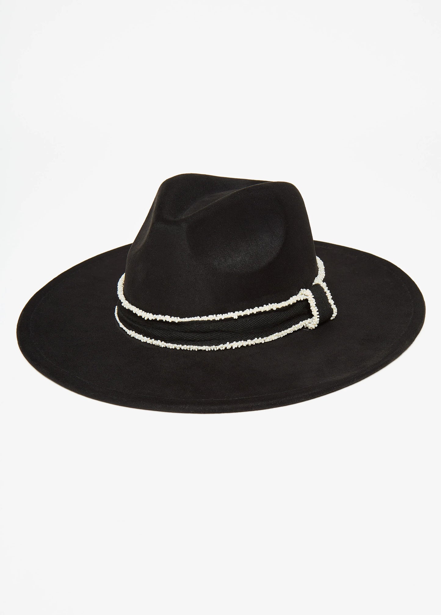 Faux Pearl Trimmed Panama Hat