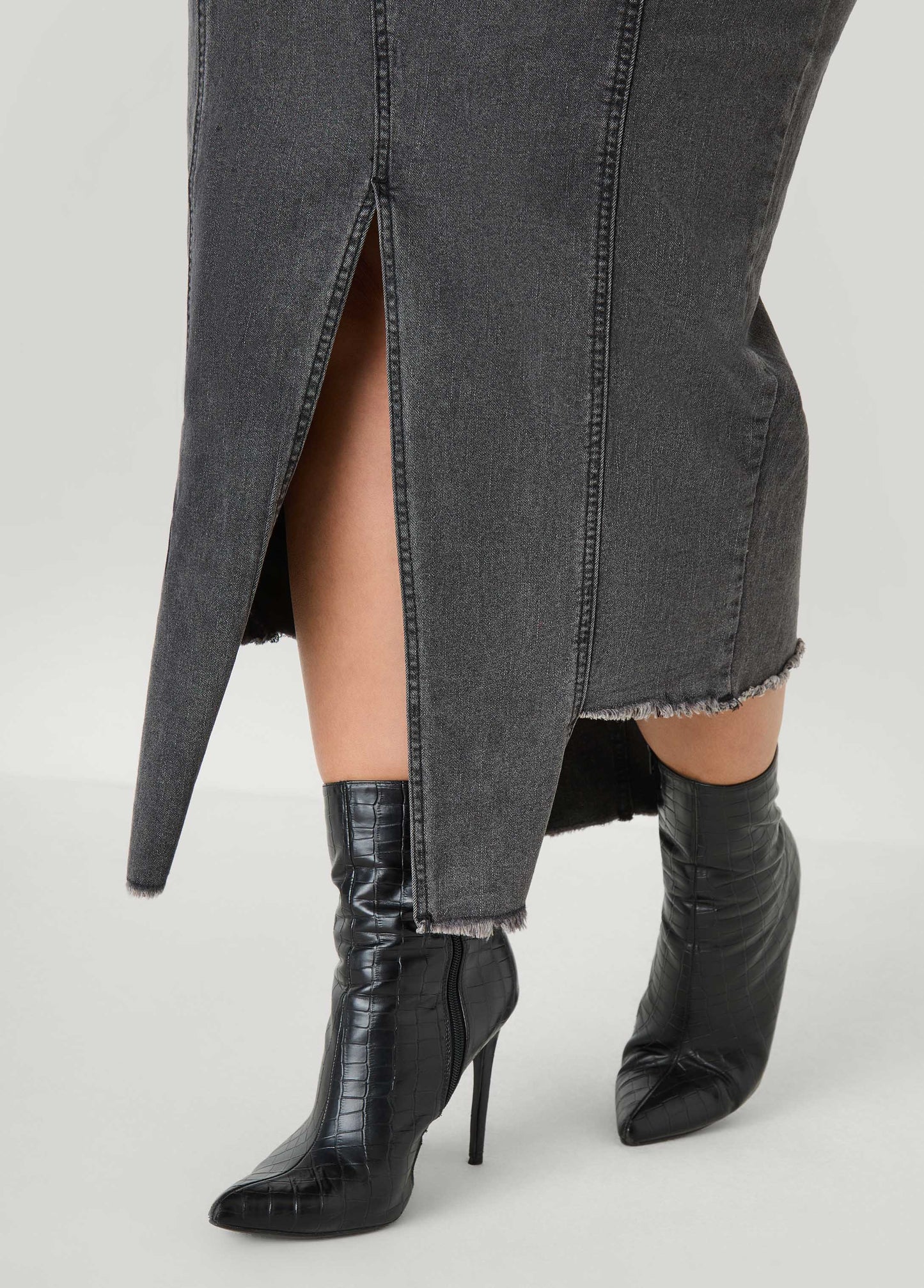 Sharkbite Denim Maxi Skirt