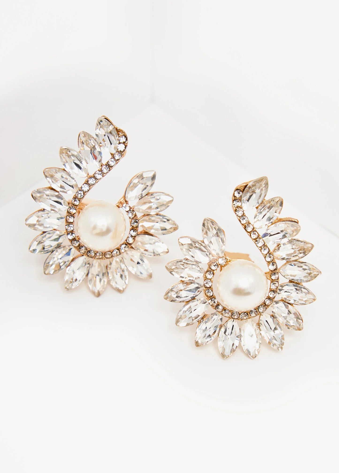 Crystal Swirl Clip On Earrings