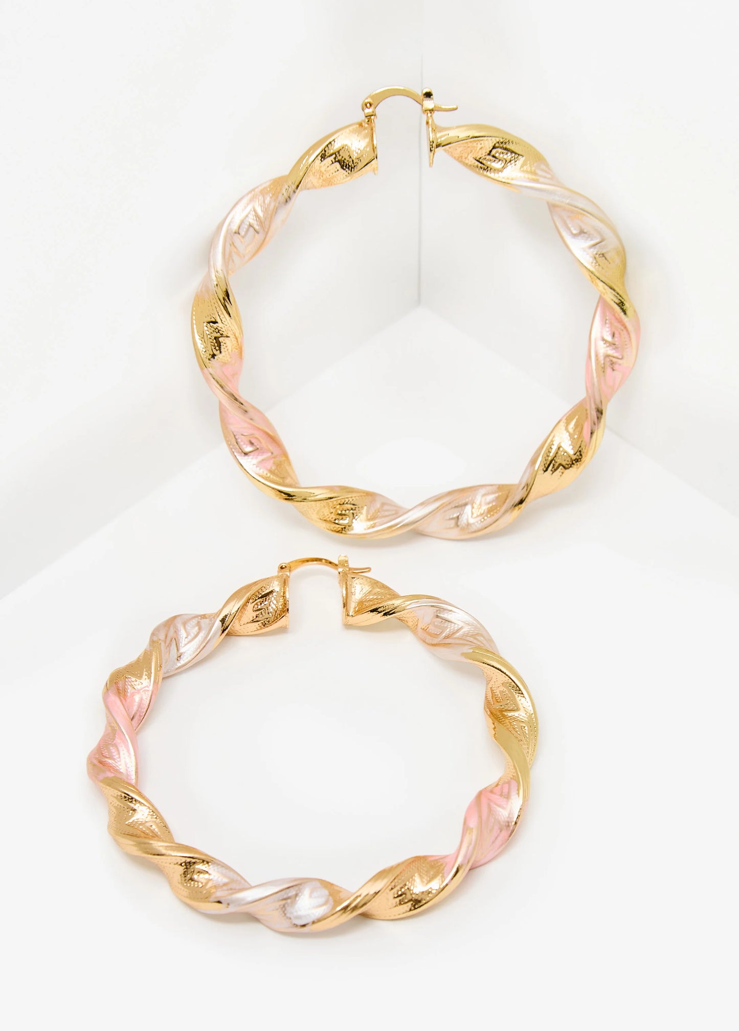 Twisted Tri Tone Hook Earrings