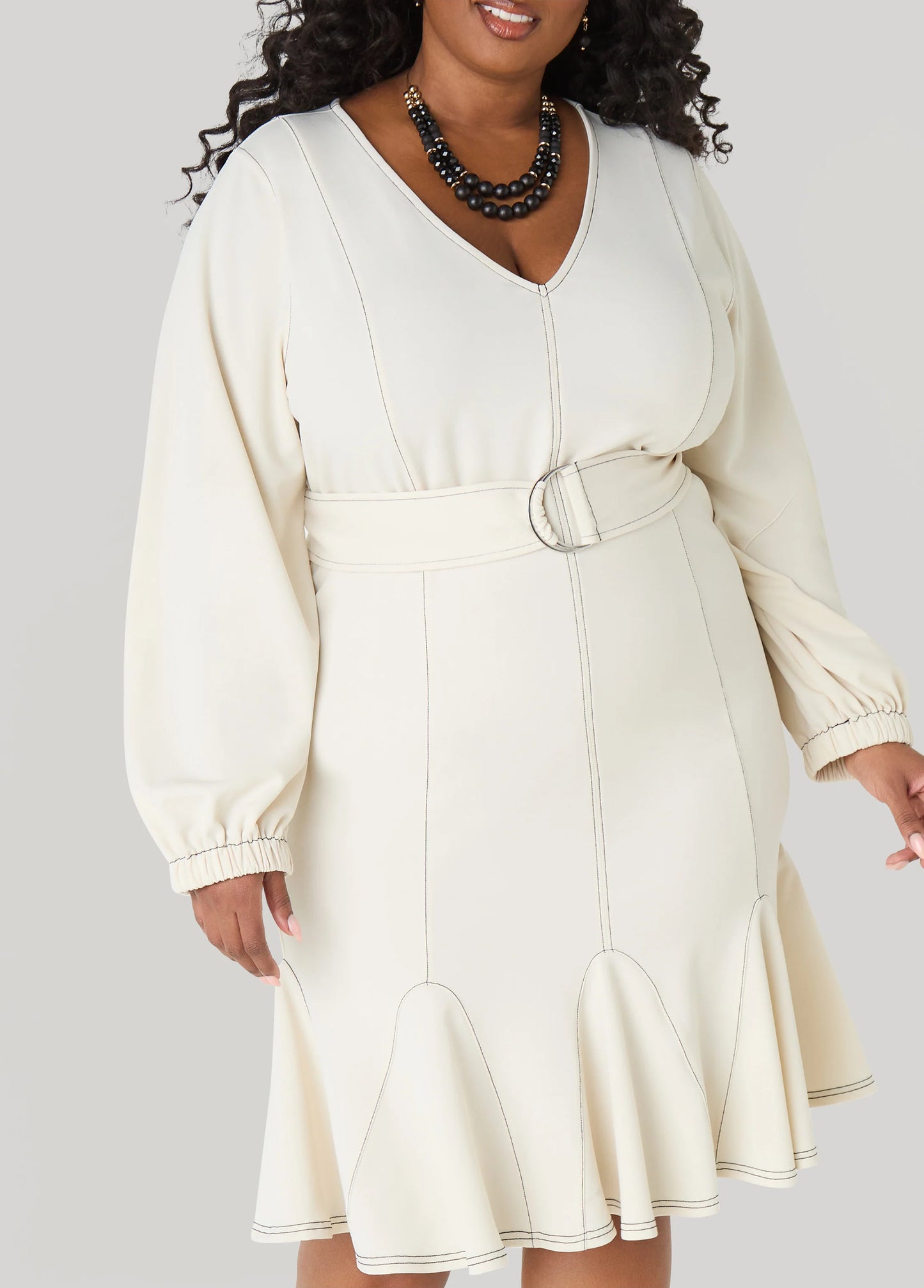 Seam Detailed Flounced Dress