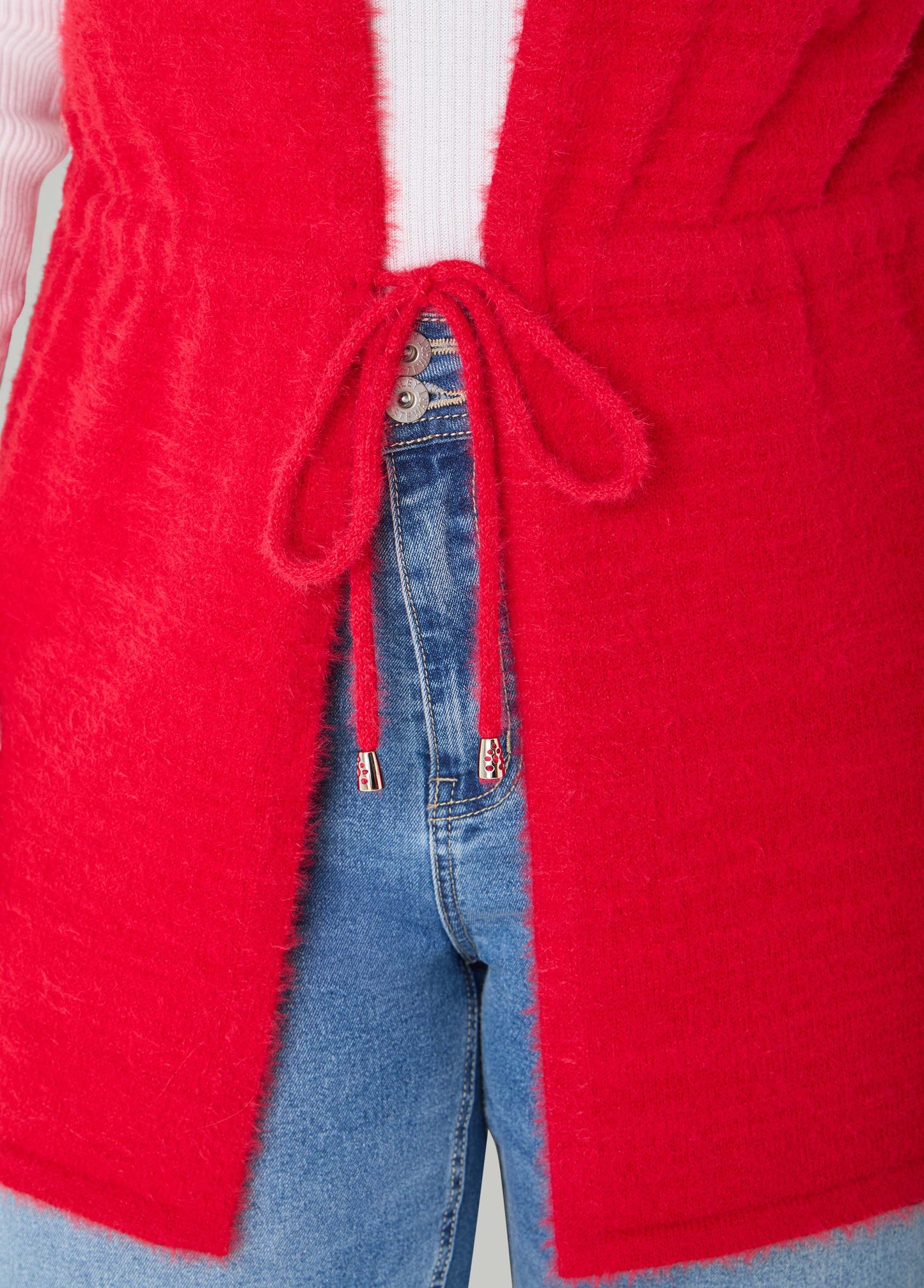 Drawstring Brushed Knit Vest