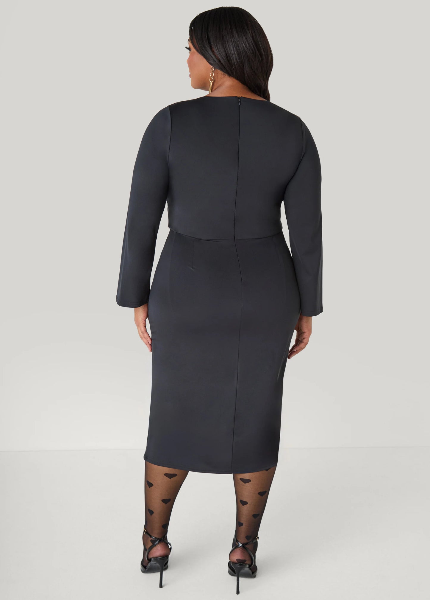 Zip Detailed Bodycon Midi Dress