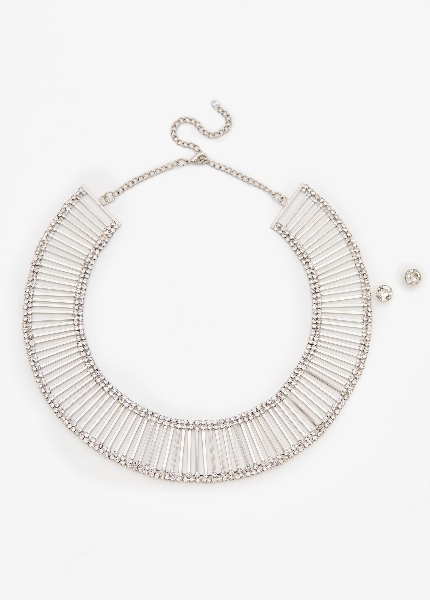 Crystal Silver Tone Collar Set
