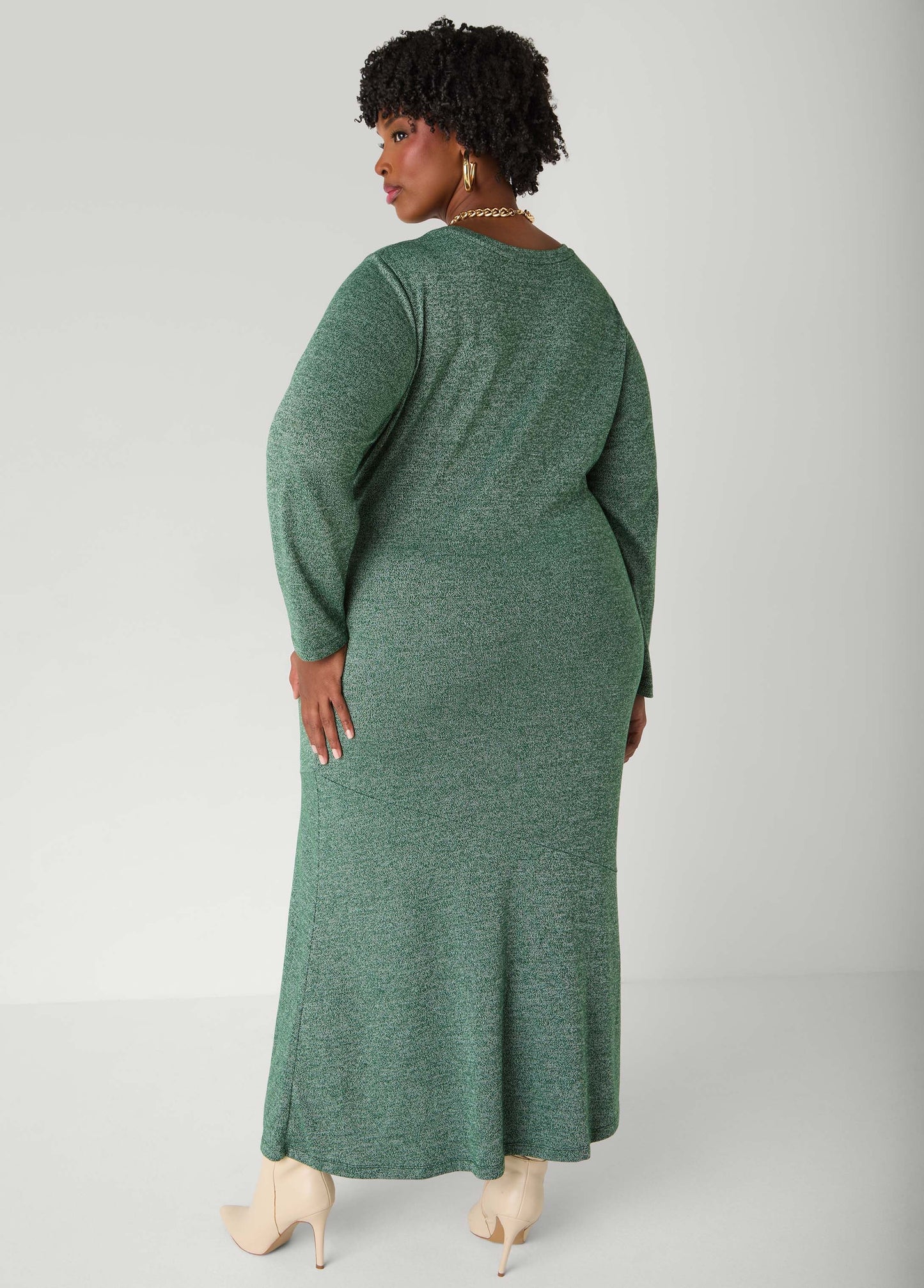 Gathered Marled T Shirt Maxi Dress