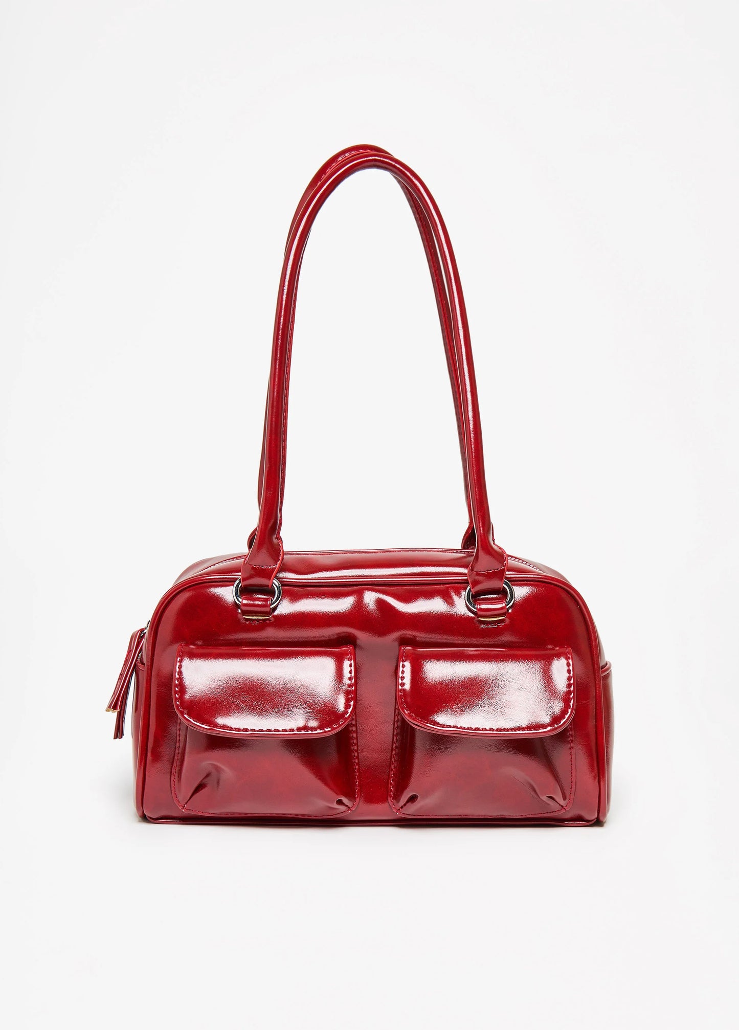 Faux Patent Leather Shoulder Bag