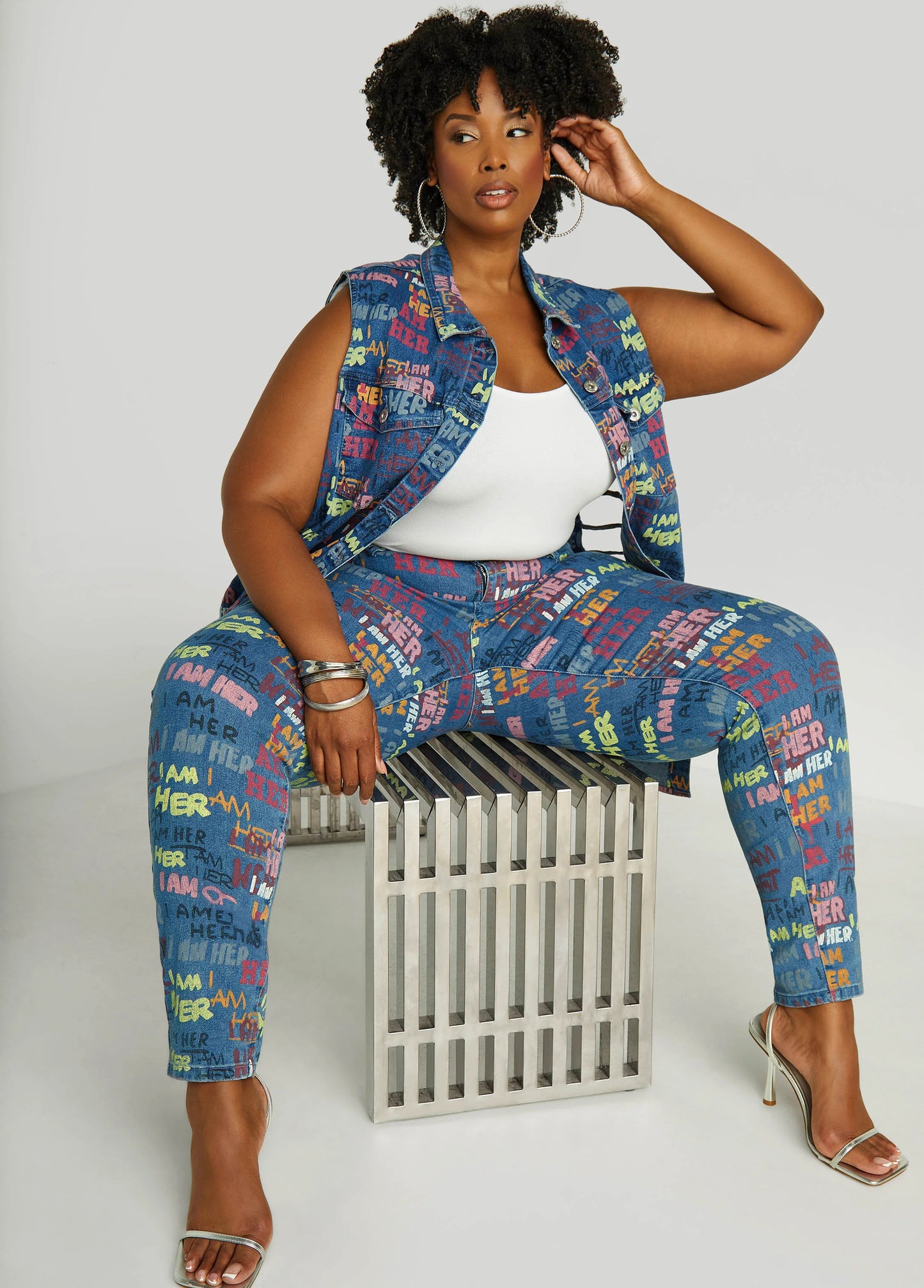 I Am Her Cutout Denim Vest