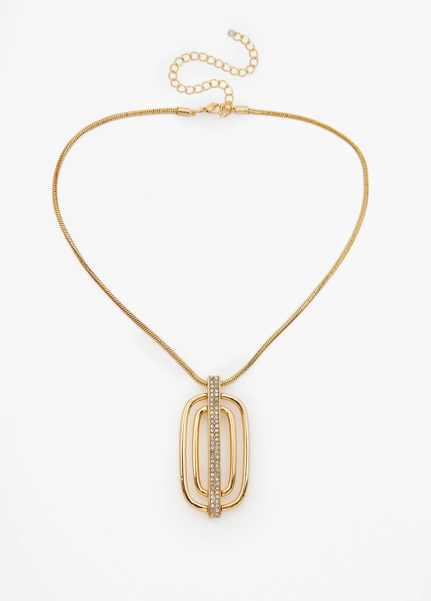 Crystal Ring Gold Tone Necklace