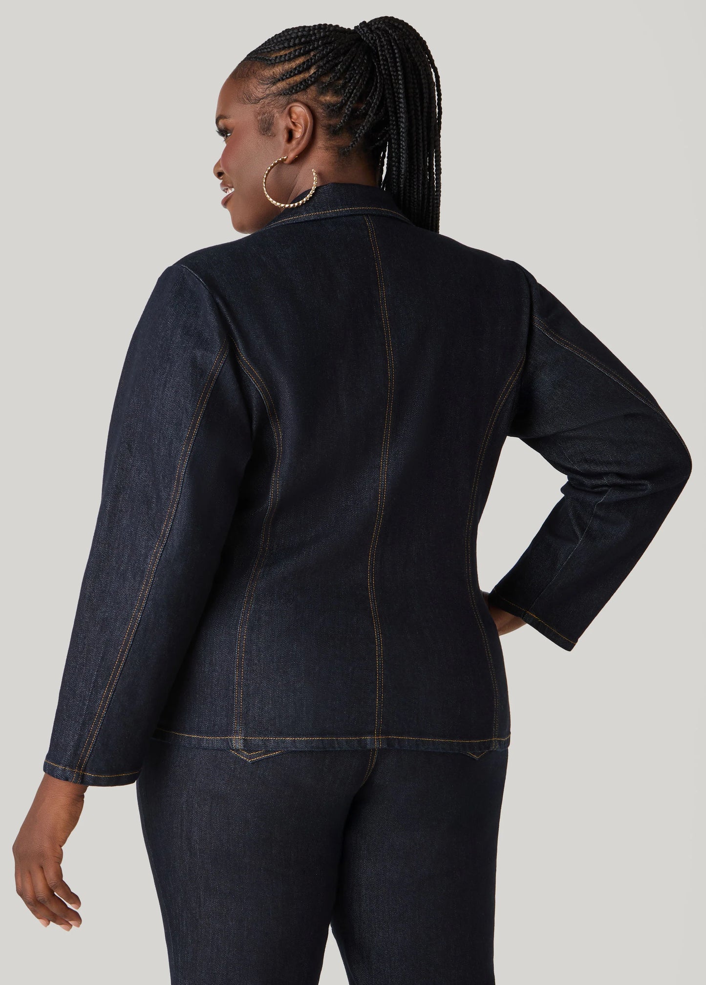 Layered Studded Denim Blazer