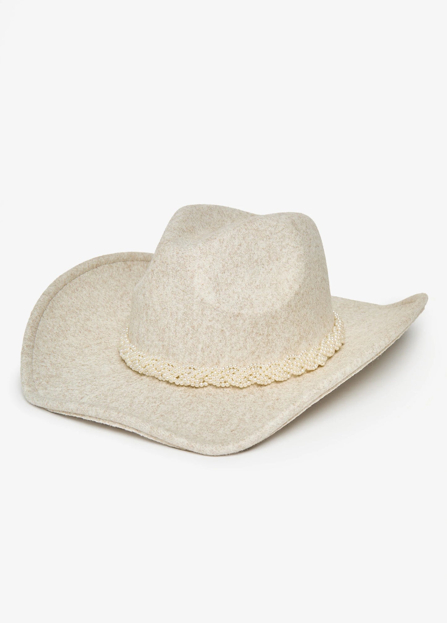 Braided Faux Pearl Panama Hat