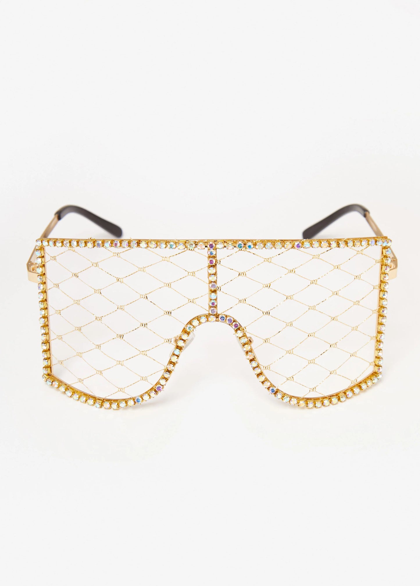 Crystal Caged Shield Sunglasses