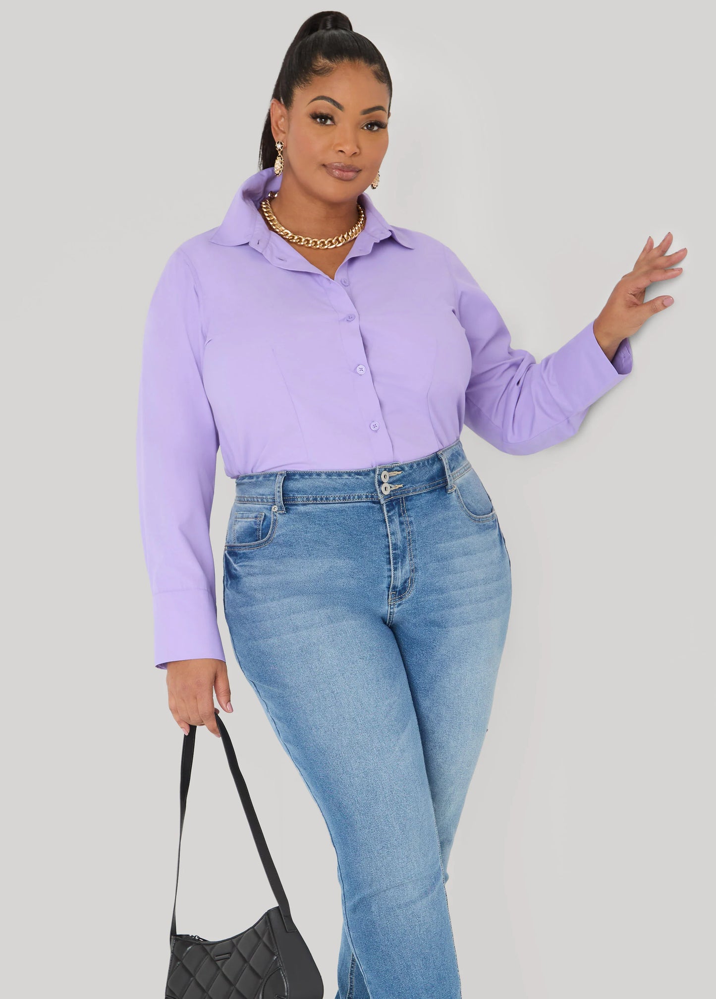 Cotton Blend Collared Shirt