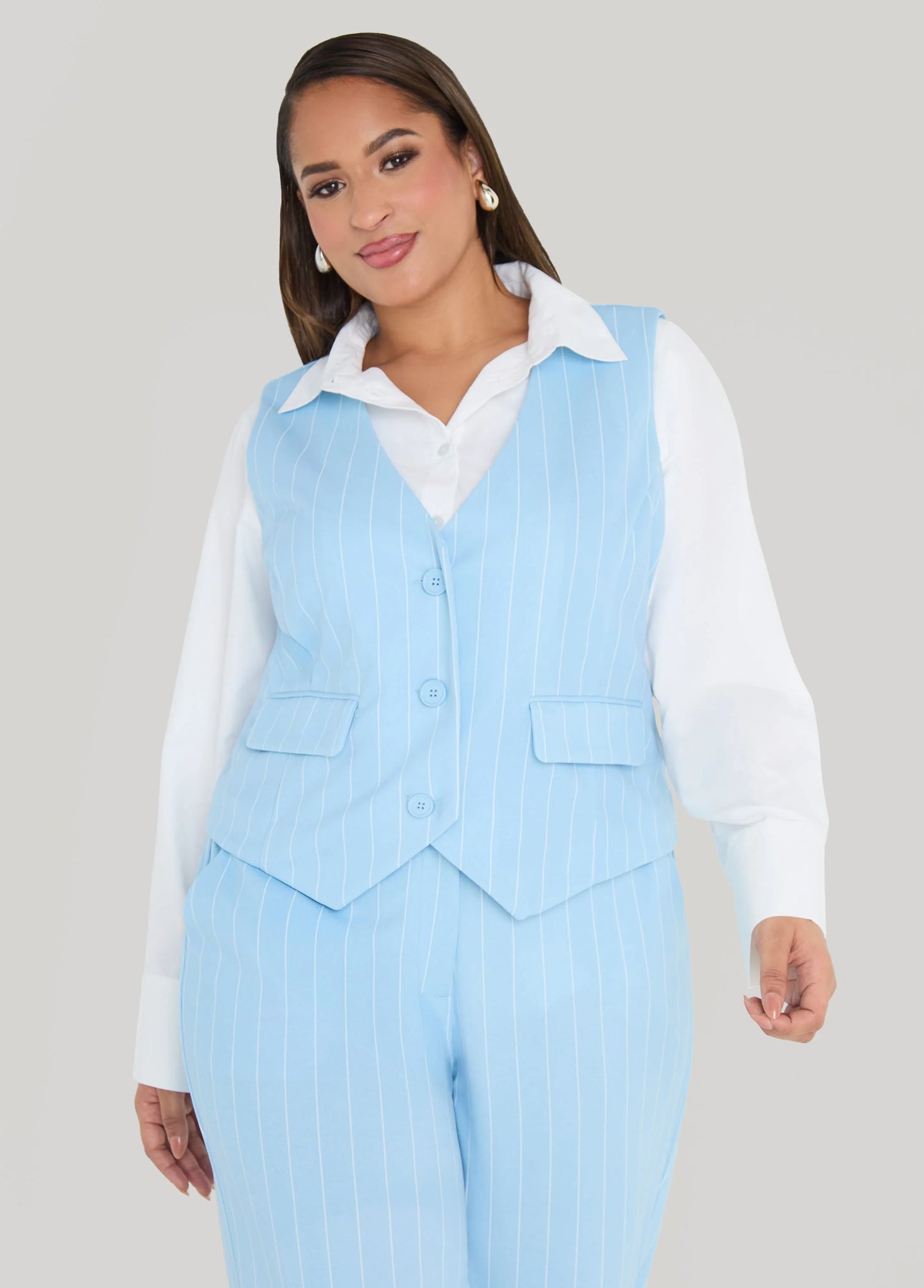 Striped Crepe Vest