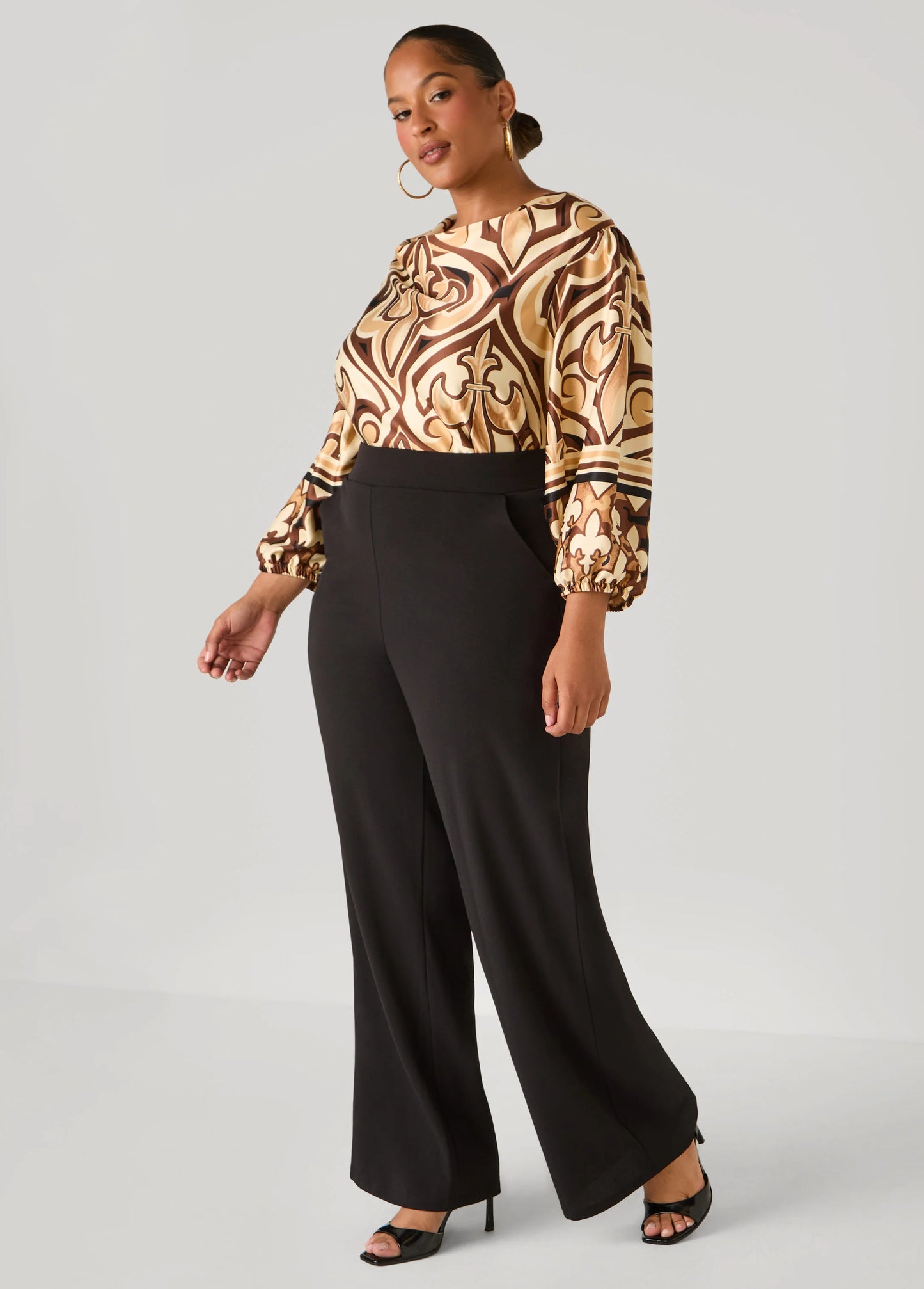 Fleur De Lis Cowl Neck Blouse