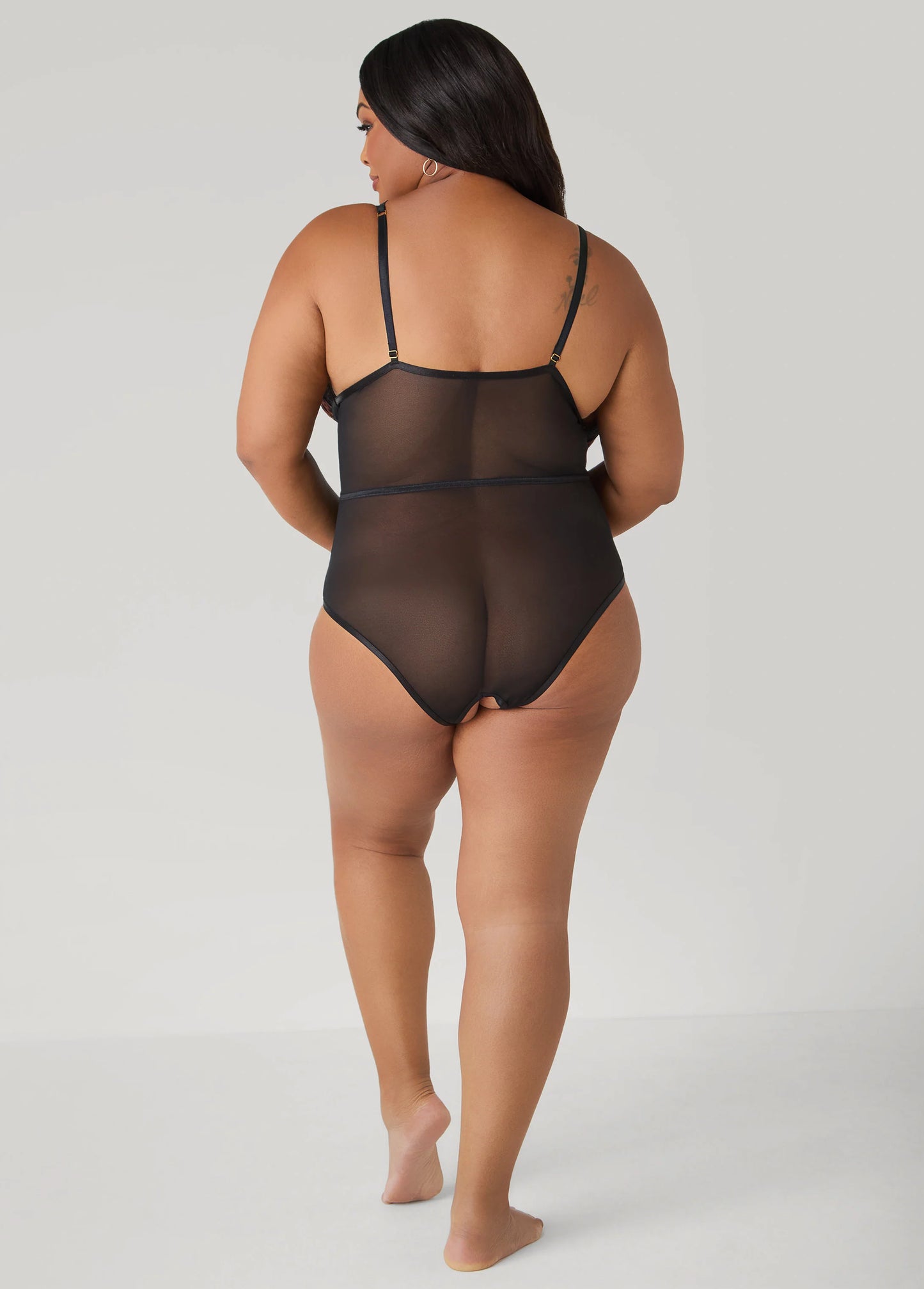 Leopard Panel Crotchless Bodysuit