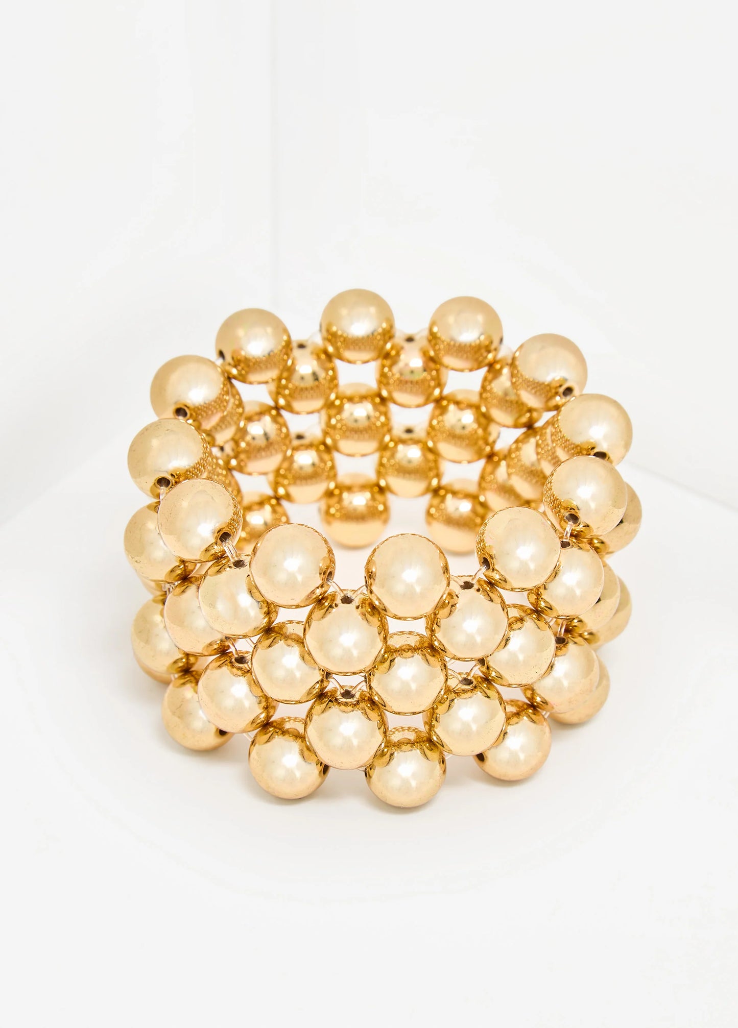 Gold Tone Bead Stretch Bracelet