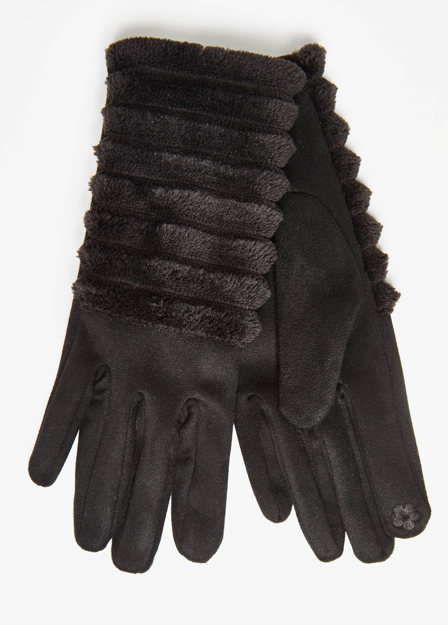 Ribbed Faux Fur Gloves