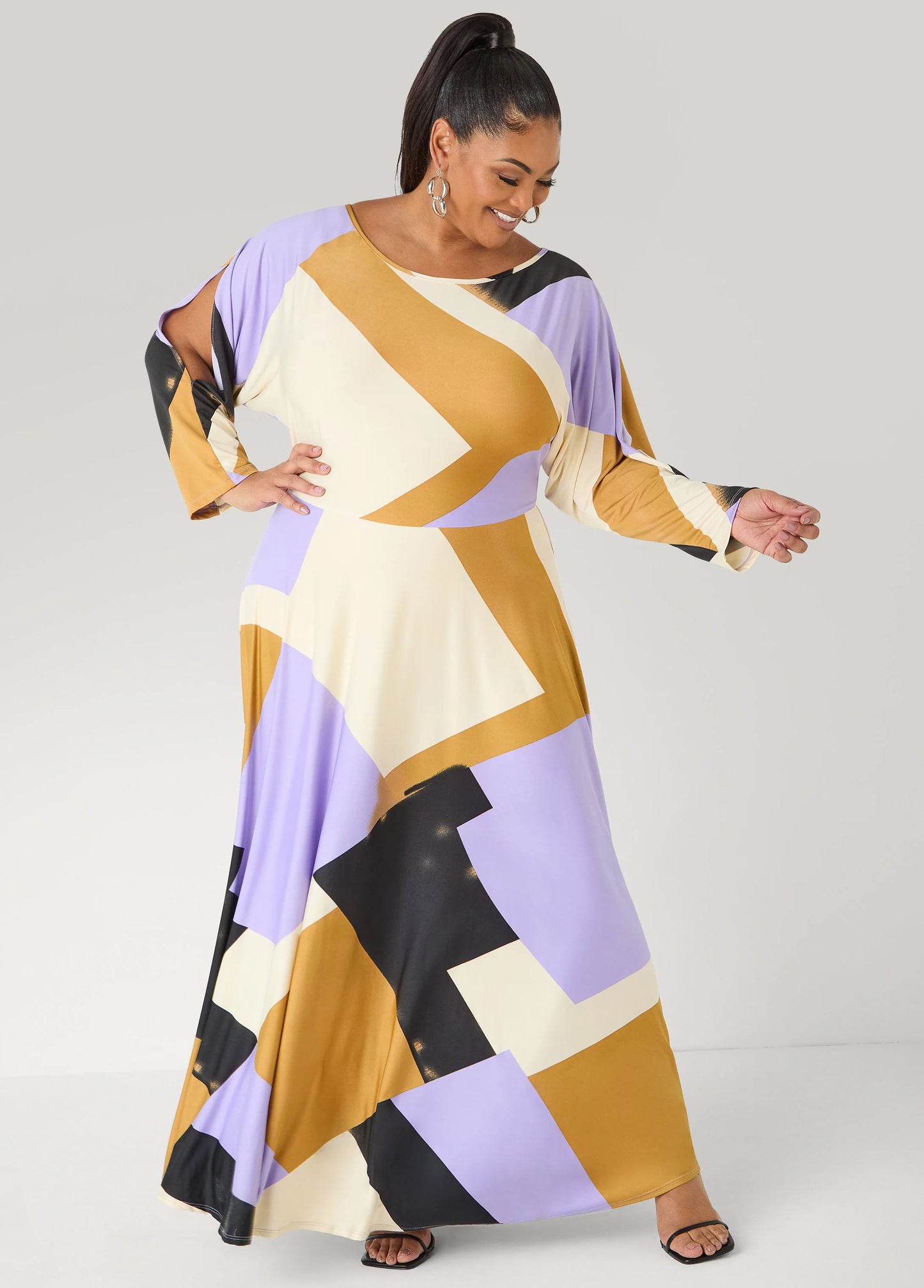 Geo Print A Line Maxi Dress