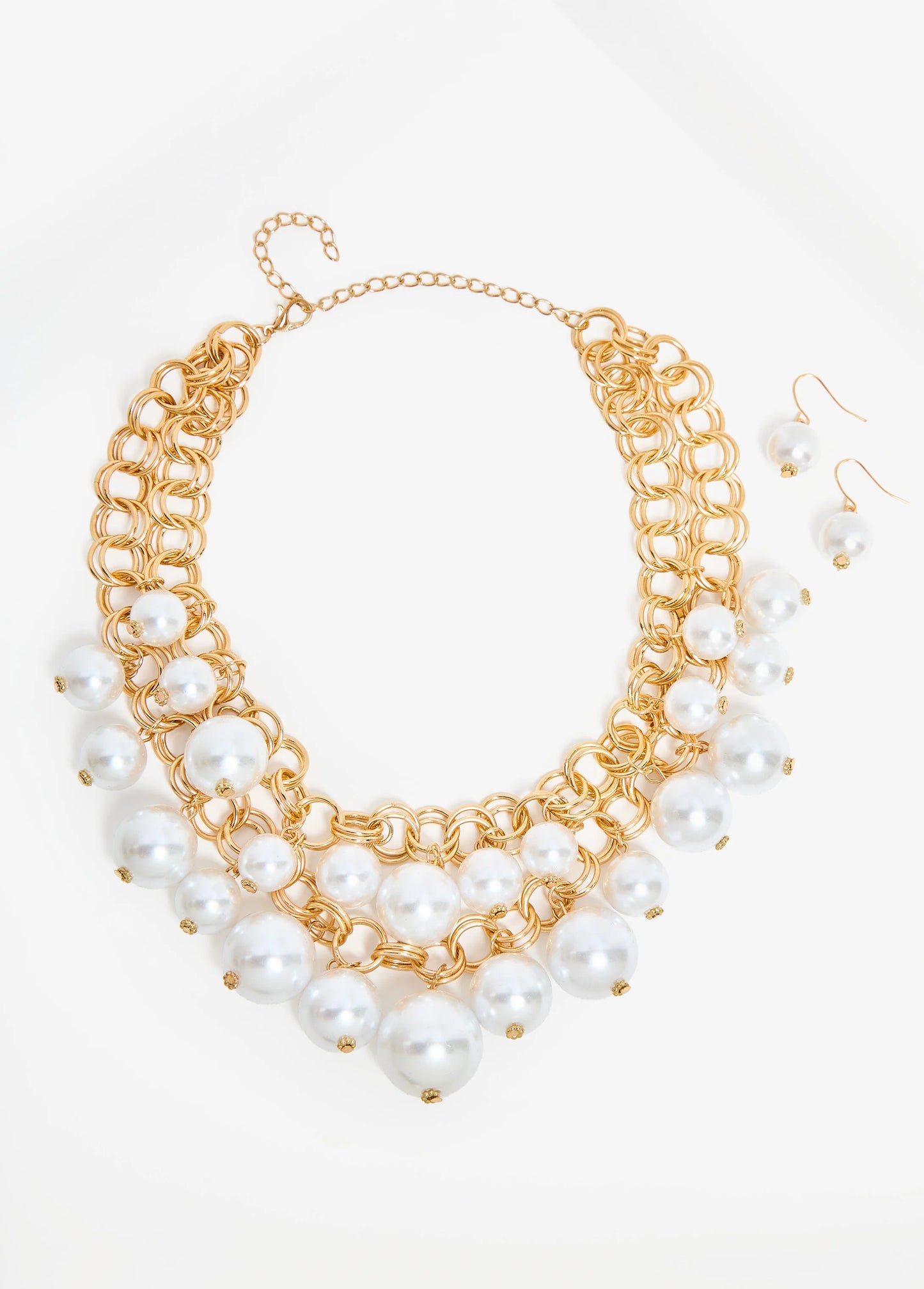 Dangle Faux Pearl Necklace Set