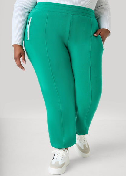 Mid Rise Piped Fleece Joggers