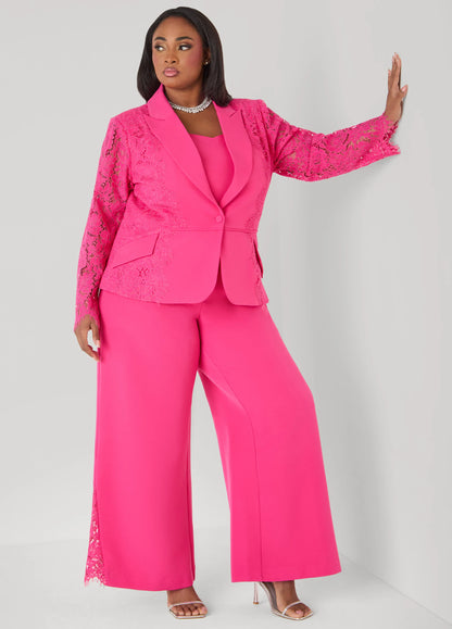 Lace Paneled Wide Leg Trousers