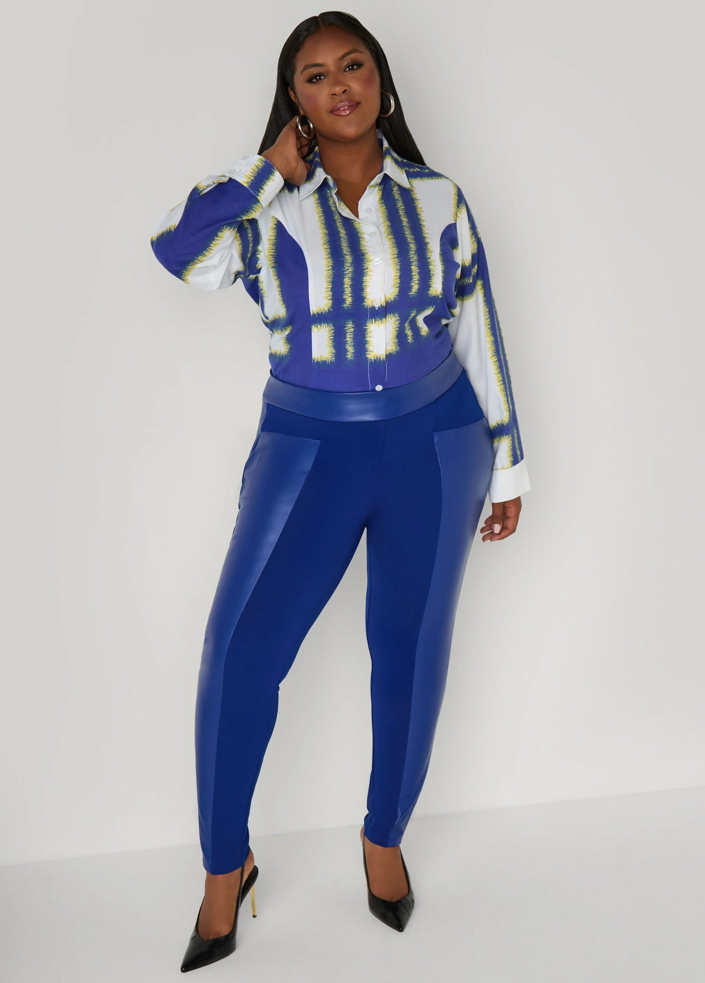 Faux Leather Paneled Leggings