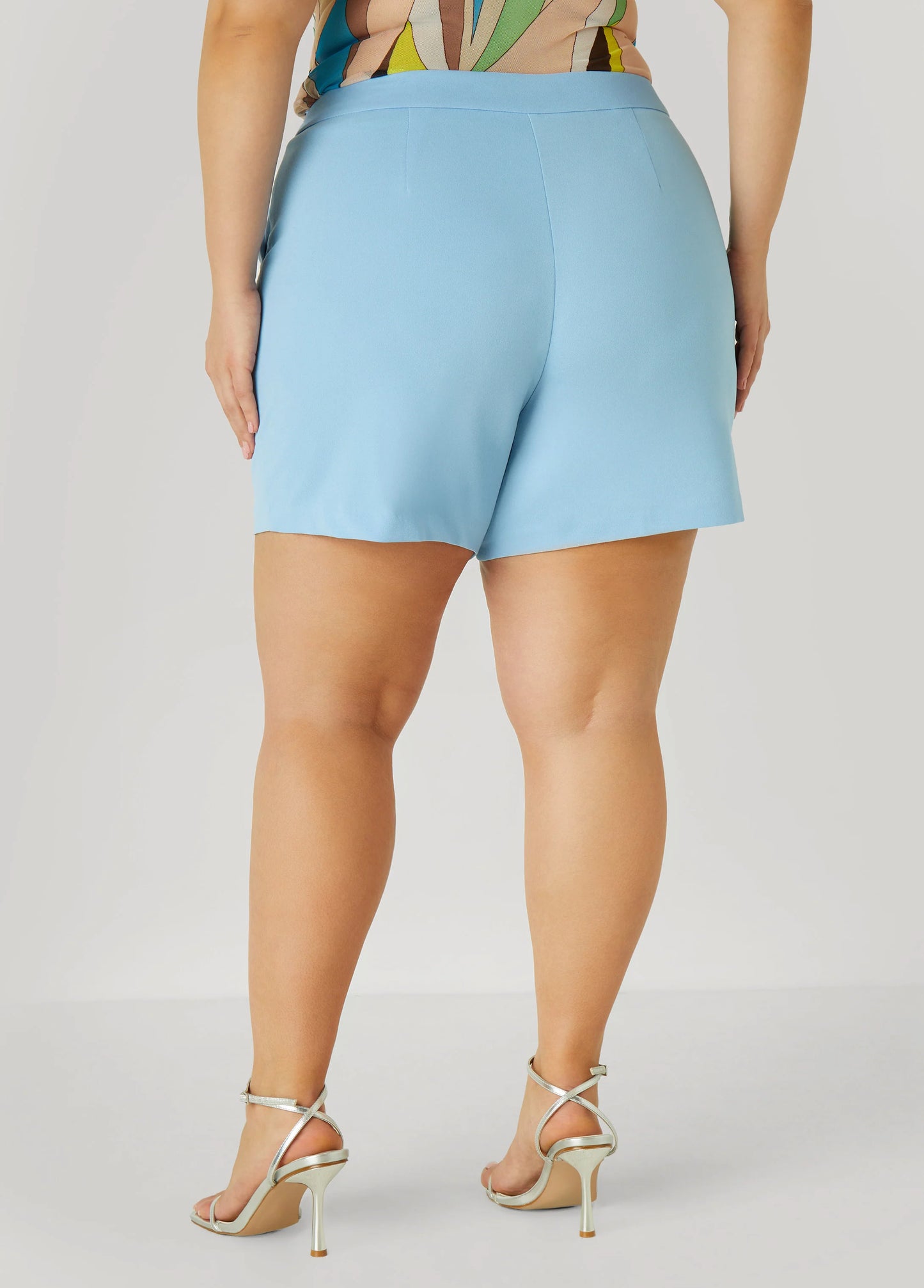 Pleated High Waist Crepe Shorts