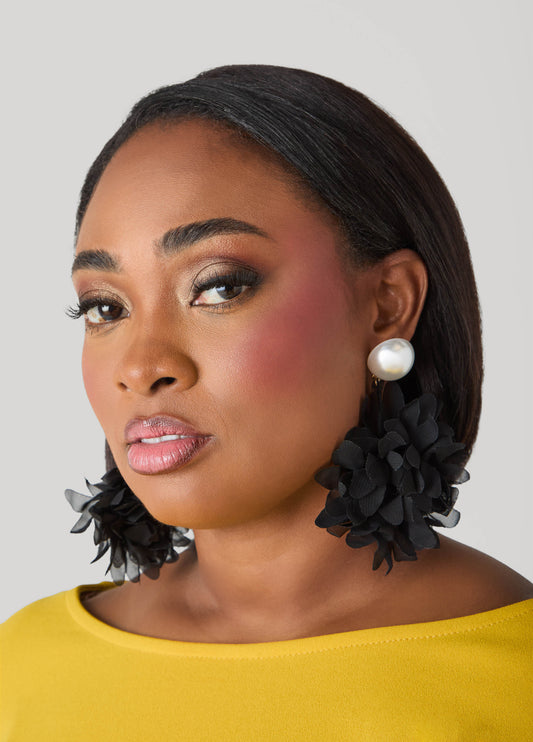 Faux Pearl And Petal Earrings