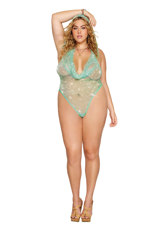 Crystal Hooded Halter Teddy