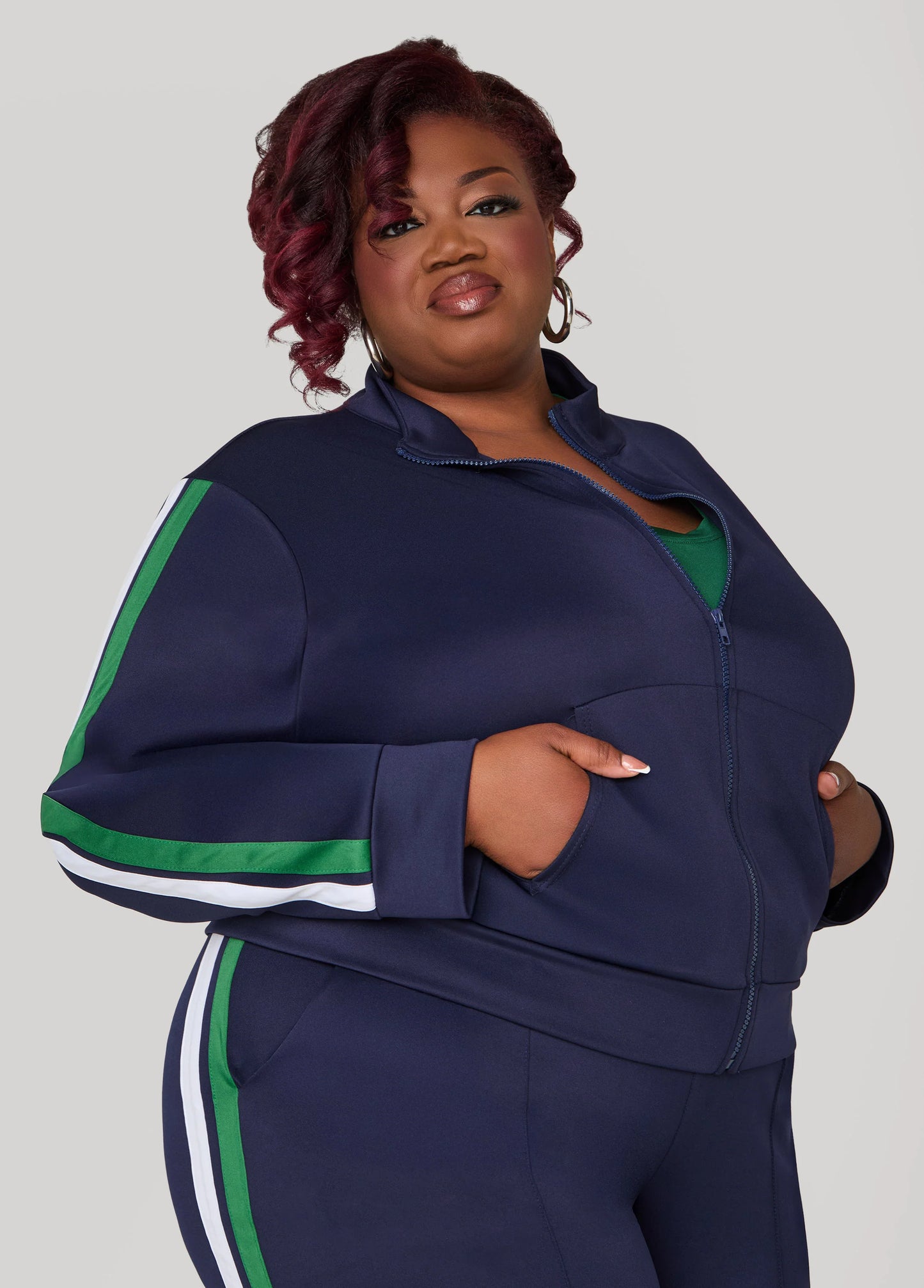 Zip Front Striped Track Jacket