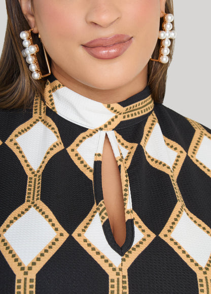 Diamond Print A Line Dress