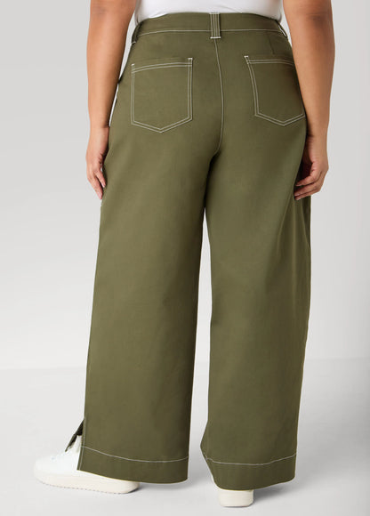 Twill Wide Leg Pants