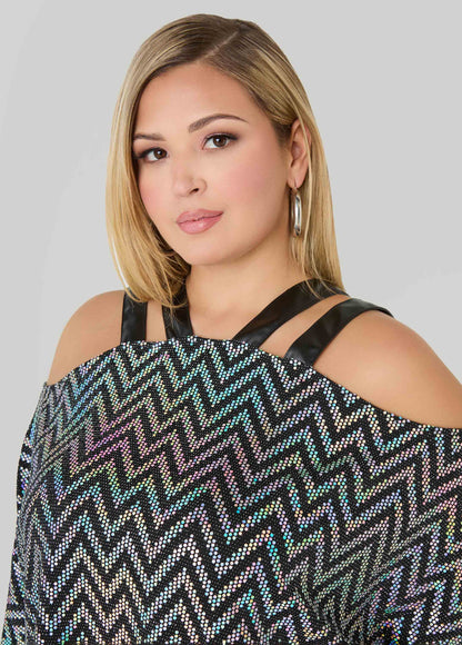 Cold Shoulder Metallic Top
