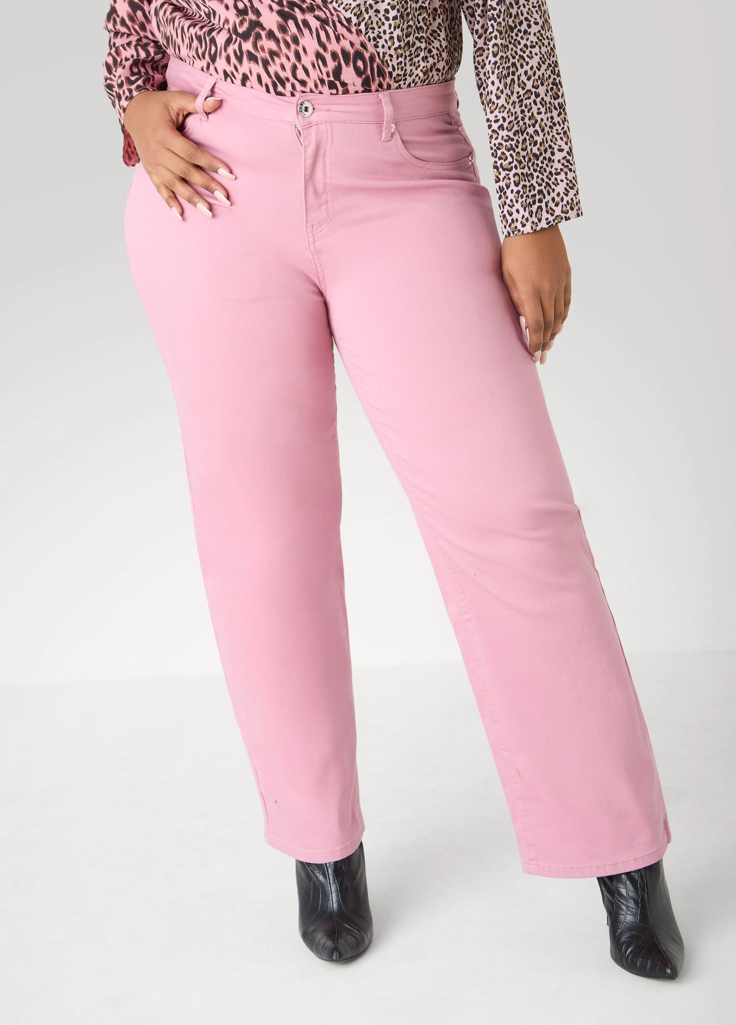 Mid Rise Straight Leg Jeans