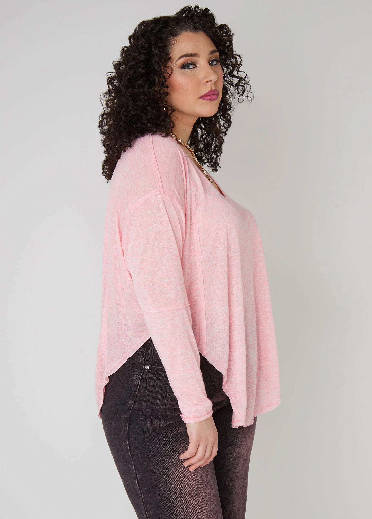 Slub Knit V Neck Top