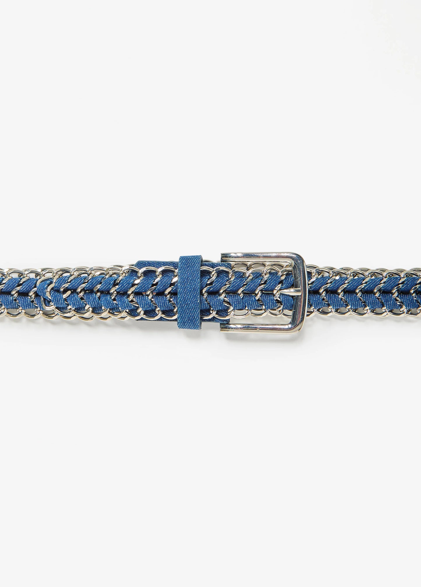 Chain Trimmed Braided Denim Belt