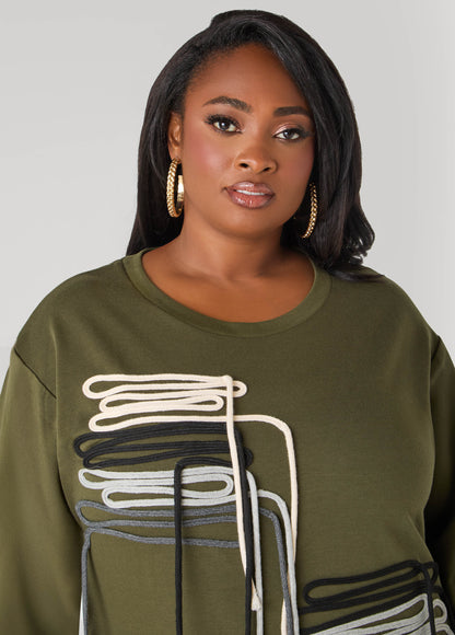 Shoelace Embellished Sweatshirt Dress