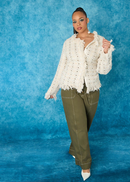 Twill Wide Leg Pants