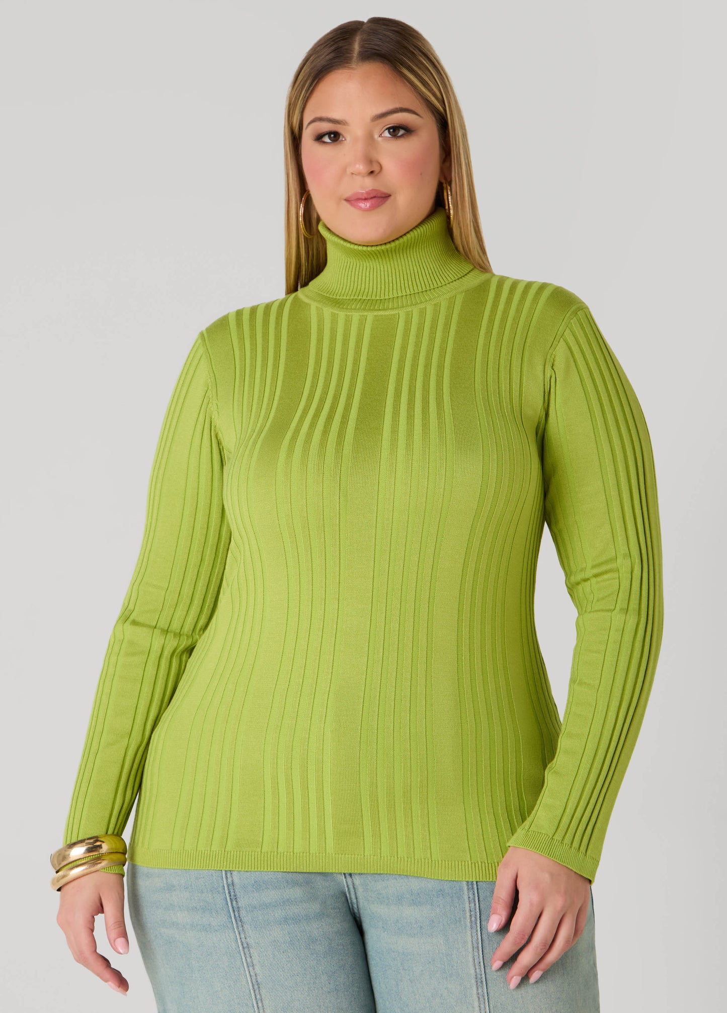 Ribbed Knit Turtleneck Sweater