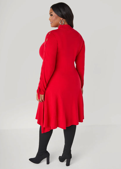 Lace Up Sweater Dress