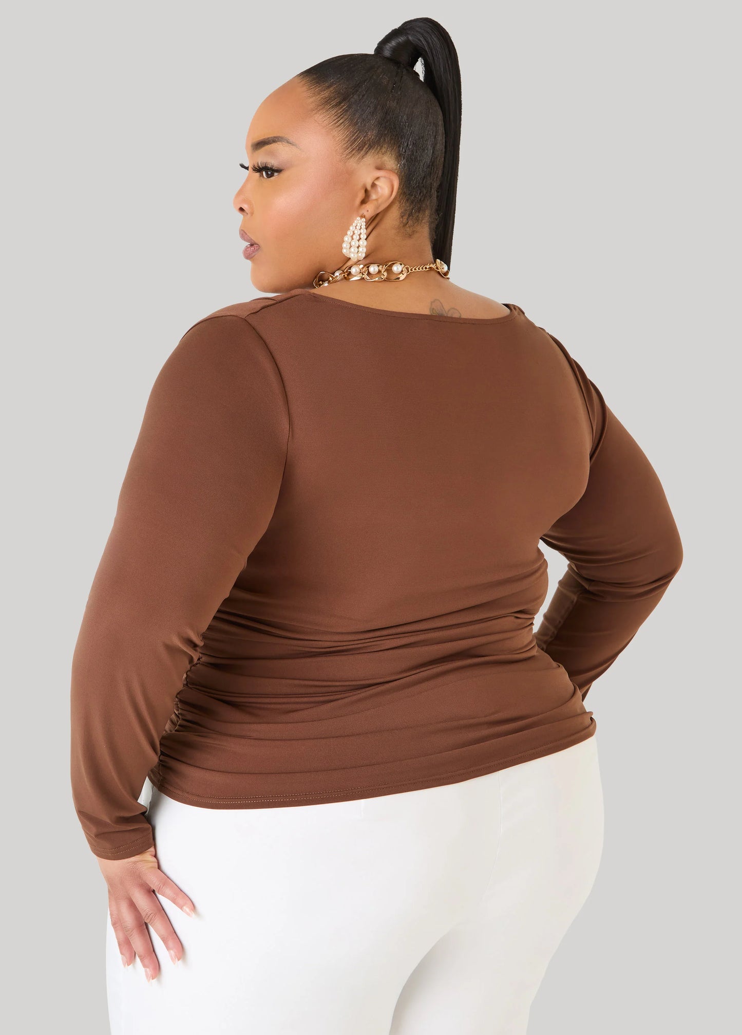 Cowl Neck Ruched Top