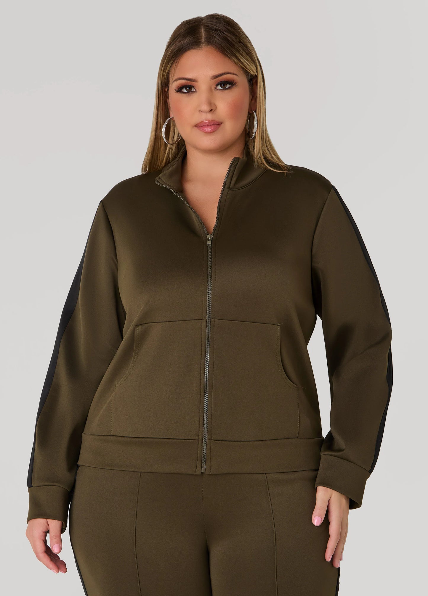 Stripe Zip Front Track Jacket