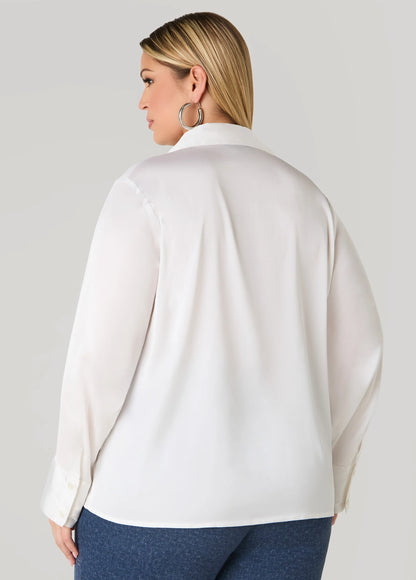 Faux Pocket Satin Shirt